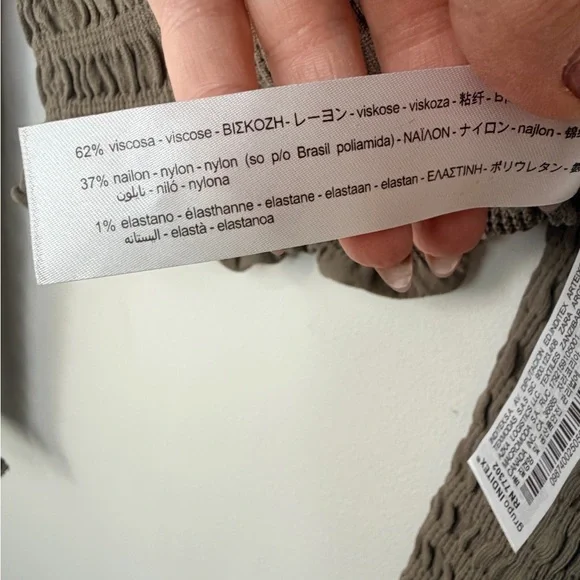 Zara Olive Green Smocked Crop Top – Long Sleeve – Size M - Picture 4 of 17